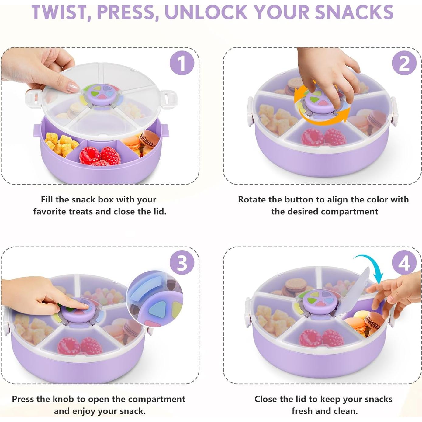 Contenedor de Snack Aimsnk 5 Compartimentos 1.5L Púrpura