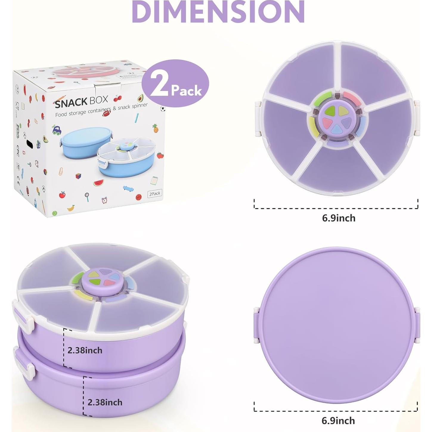 Contenedor de Snack Aimsnk 5 Compartimentos 1.5L Púrpura