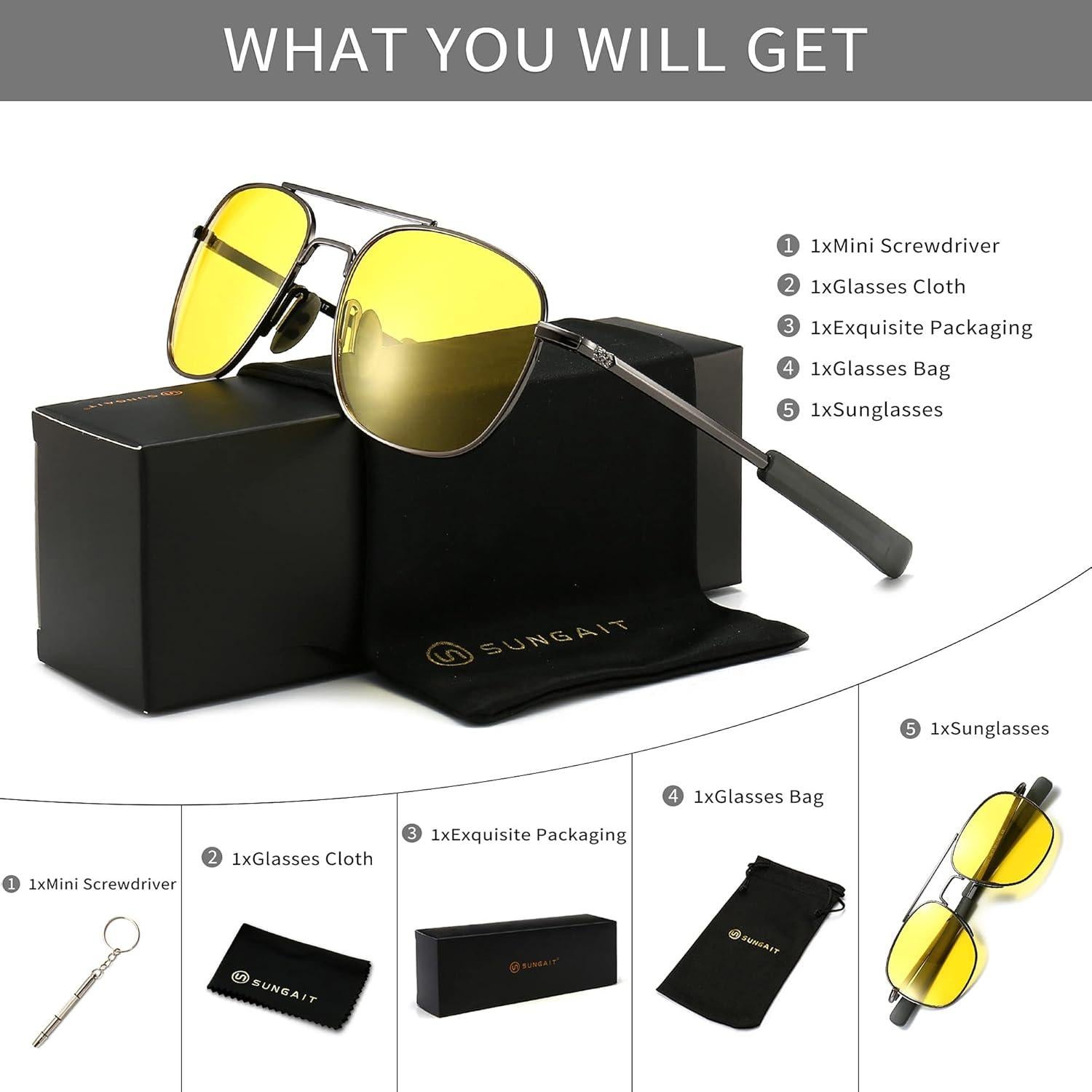 Gafas de sol polarizadas SUNGAIT para conducción nocturna