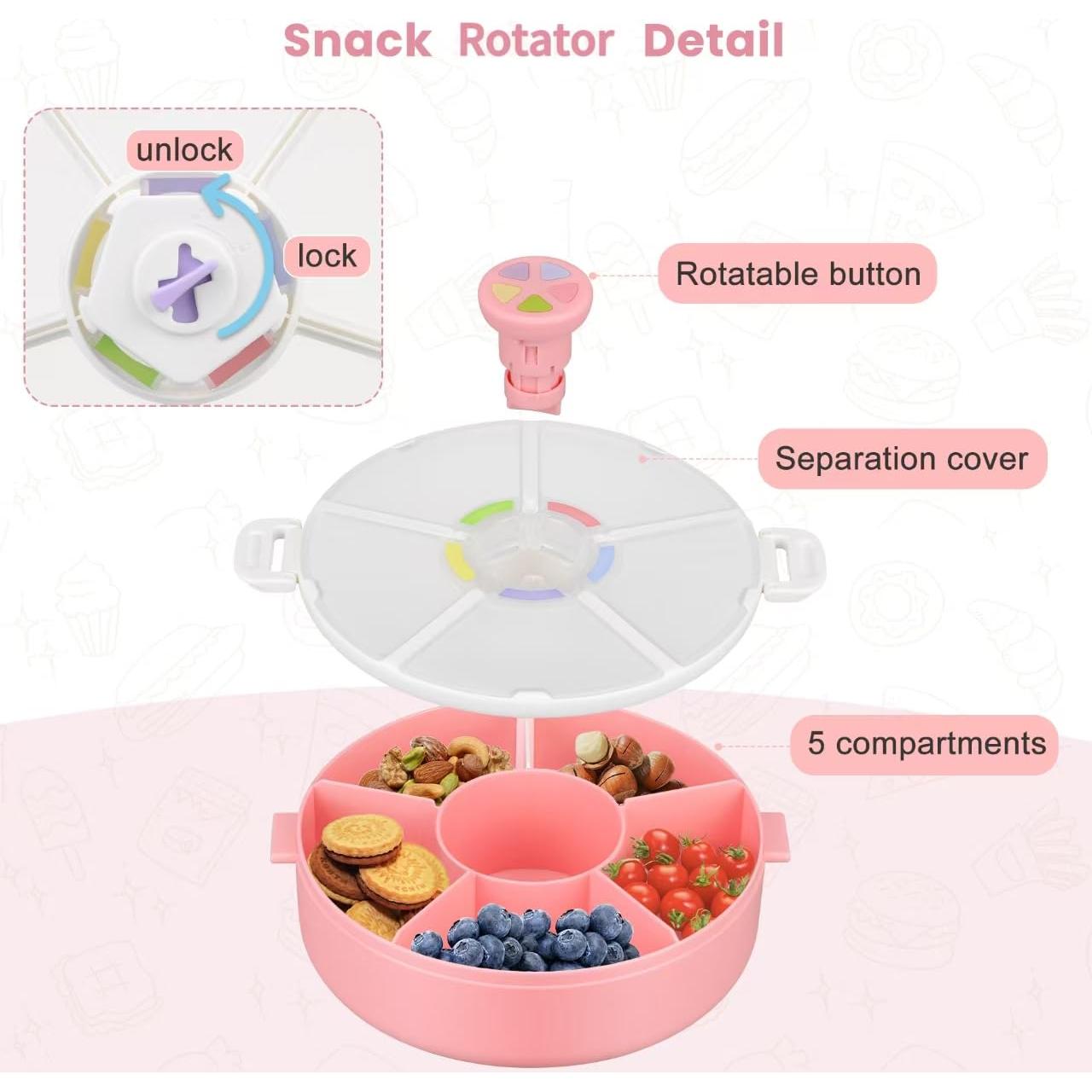 Contenedor de Snacks Pawtong 5 Compartimentos Rosa 422g