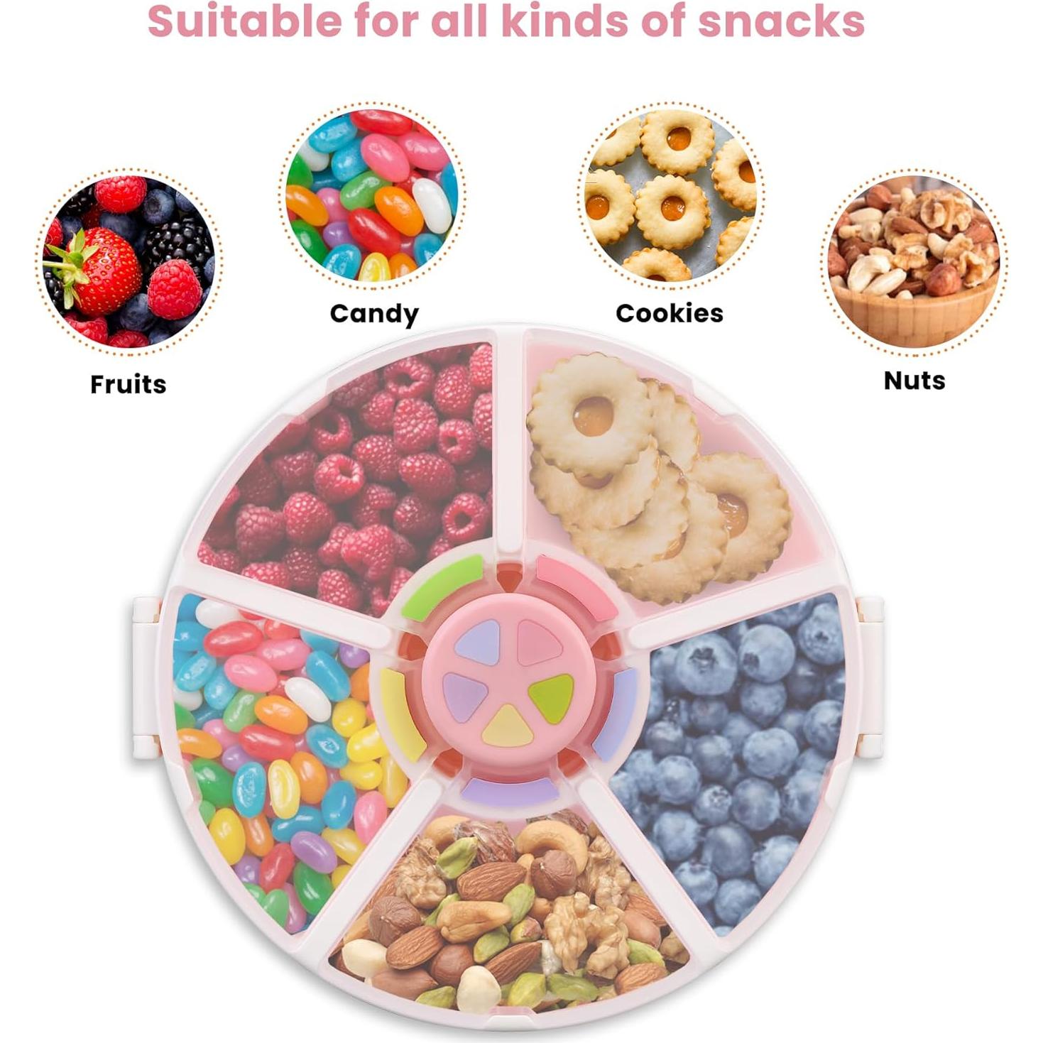 Contenedor de Snacks Pawtong 5 Compartimentos Rosa 422g