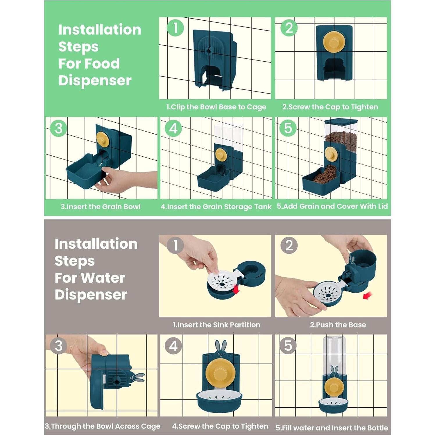 Dispensador Automático de Comida y Agua Hugyou 1400ml Azul