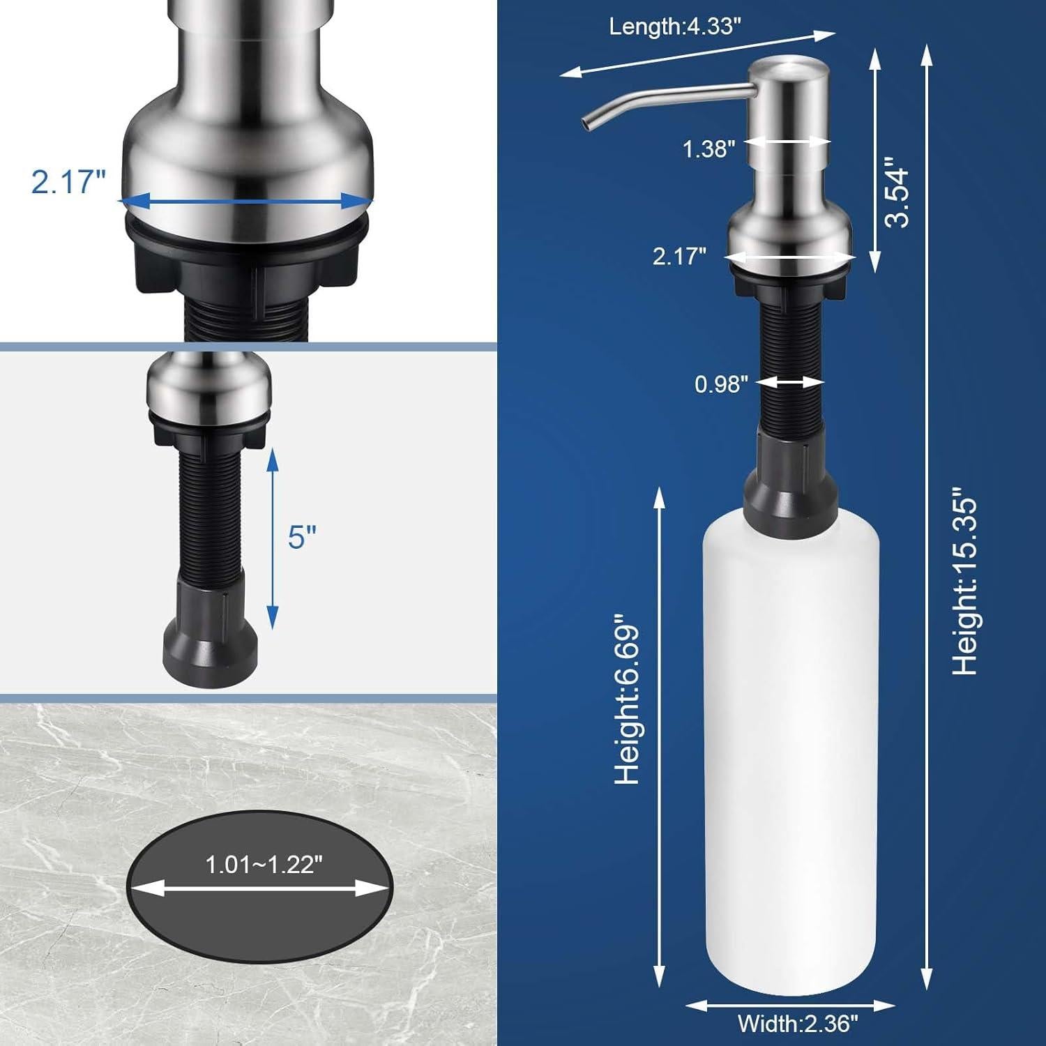 Dispensador de Jabón SonTiy Acero Inoxidable 17 oz 119 cm