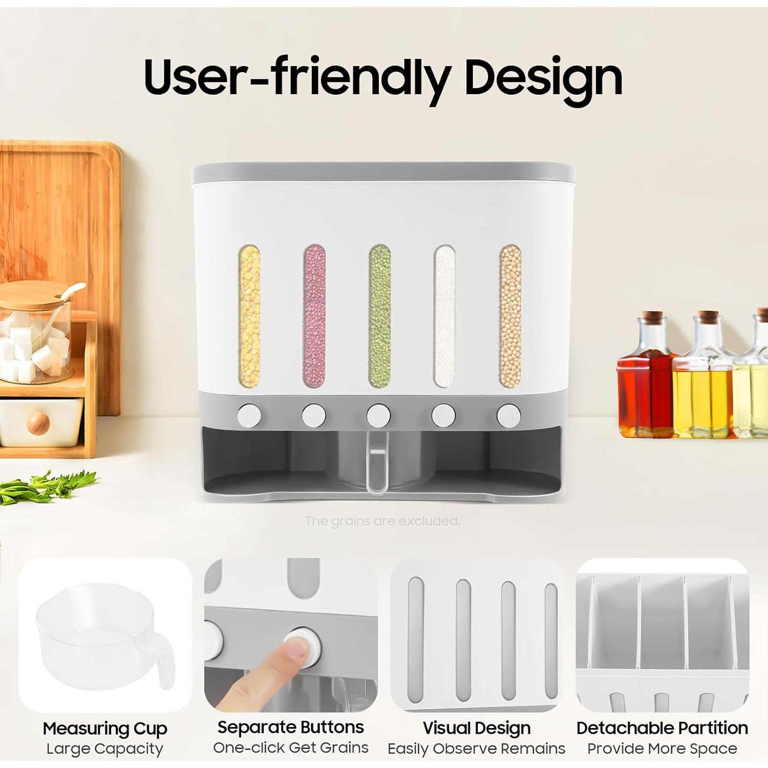 Dispensador de Alimentos Secos Montado en Pared LOYALHEARTDY 9Kg