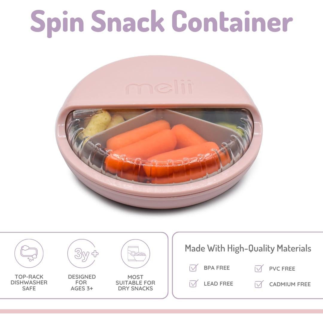 Contenedor de Snacks melii Rosa 3 Compartimentos 114ml BPA Libre