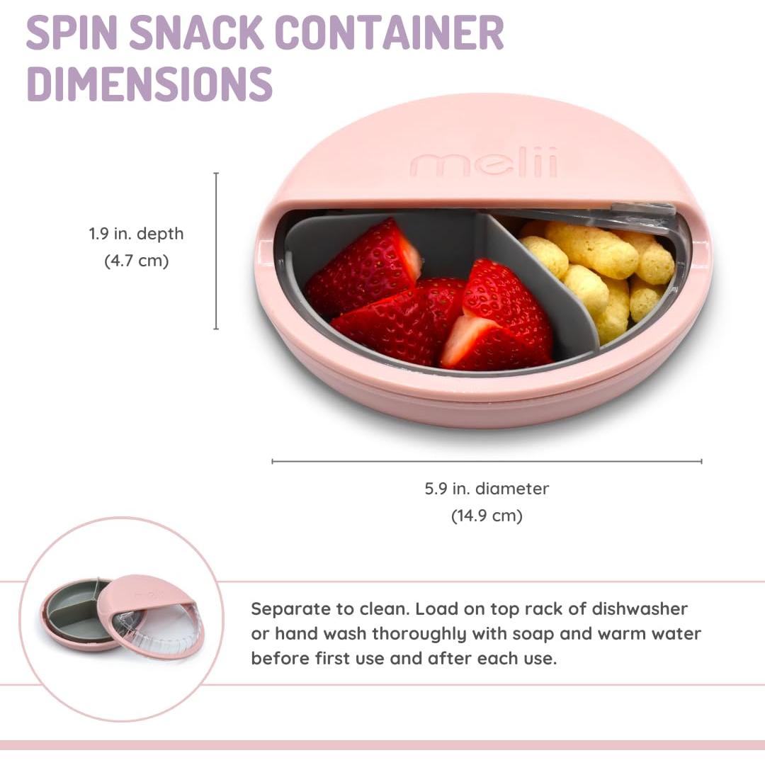 Contenedor de Snacks melii Rosa 3 Compartimentos 114ml BPA Libre