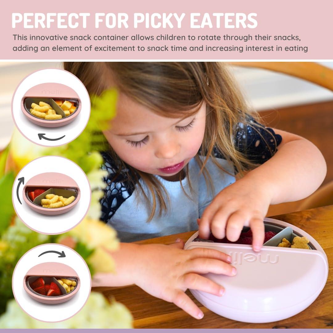 Contenedor de Snacks melii Rosa 3 Compartimentos 114ml BPA Libre