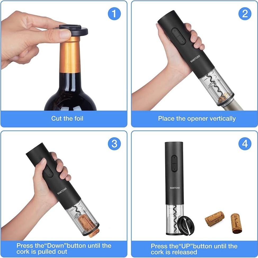 Abridor de Vino Eléctrico Ramtonx Automático Negro 258g