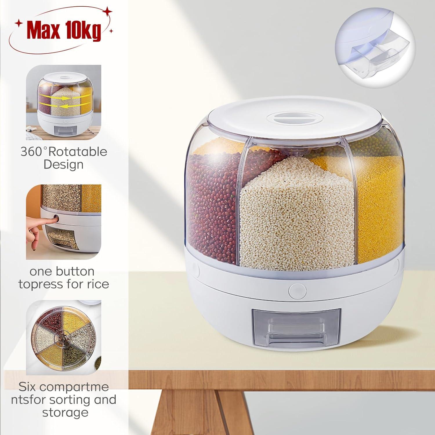 Dispensador de Alimentos Secos SueSee 10L 6 Compartimentos