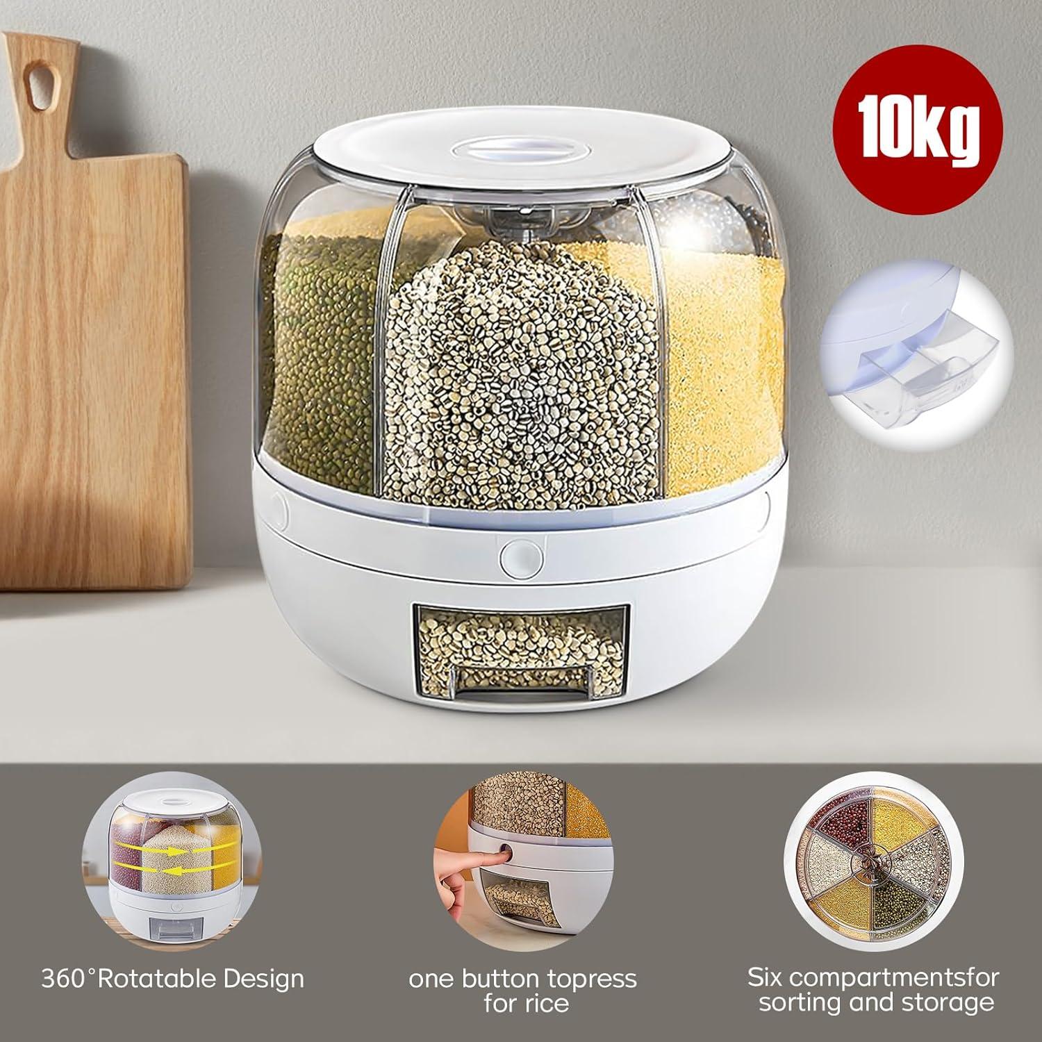 Dispensador de Alimentos Secos SueSee 10L 6 Compartimentos