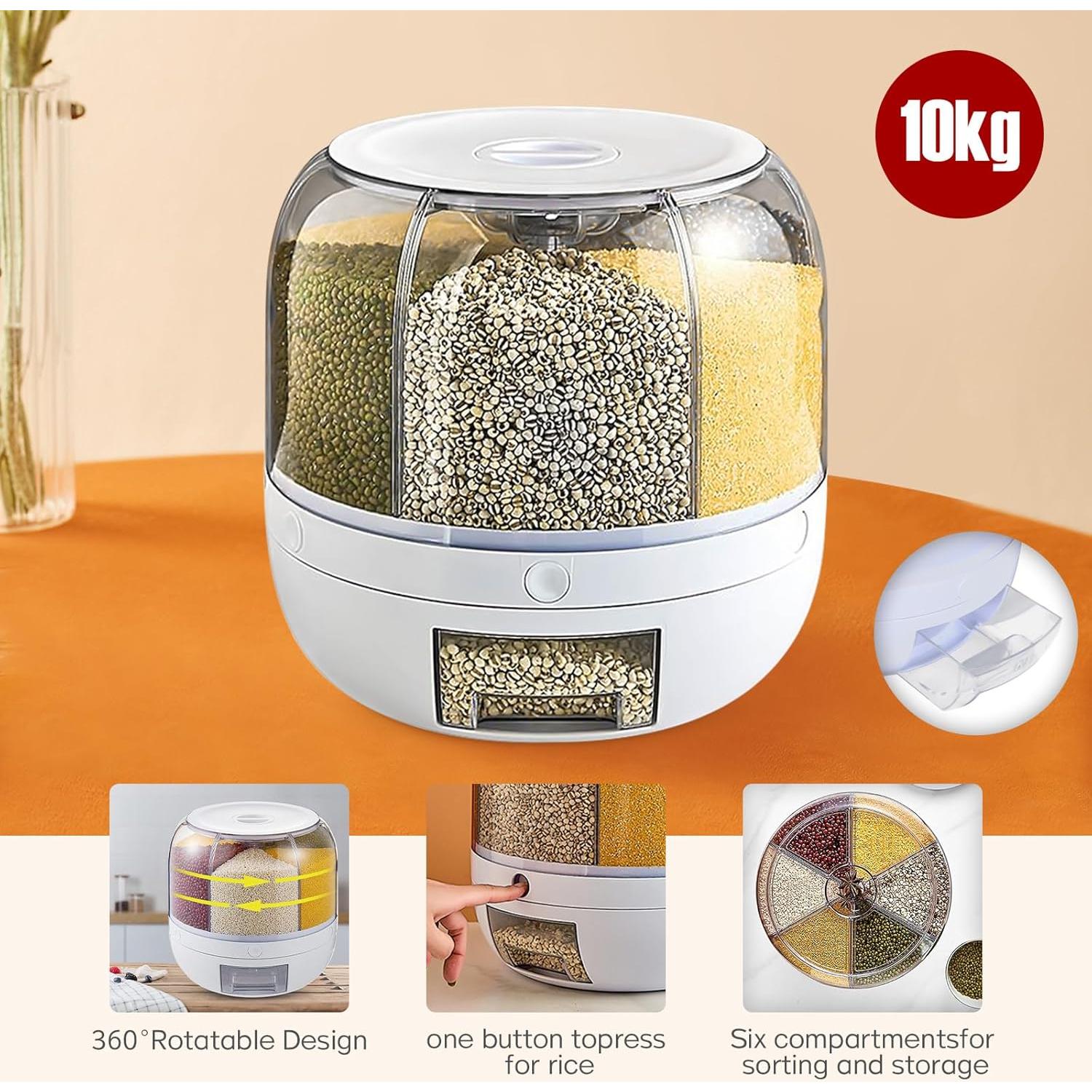 Dispensador de Alimentos Secos SueSee 10L 6 Compartimentos