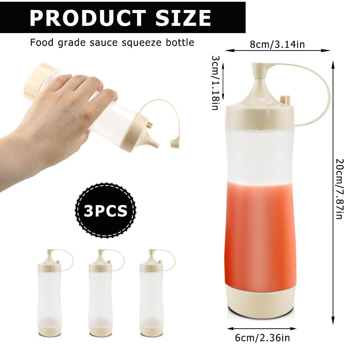 Botellas de Silicona para Salsas DOERDO 350ml 3 Piezas