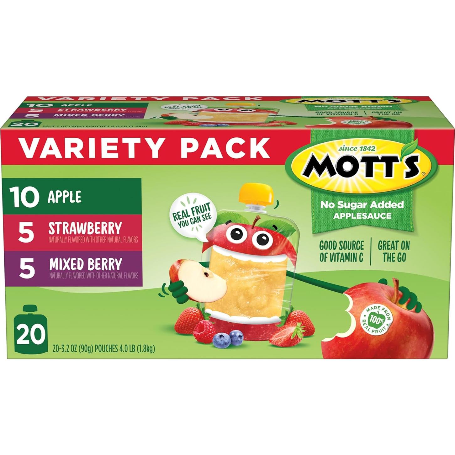 Puré de Manzana Mott's Sin Azúcar 20 Paquetes 90.72g