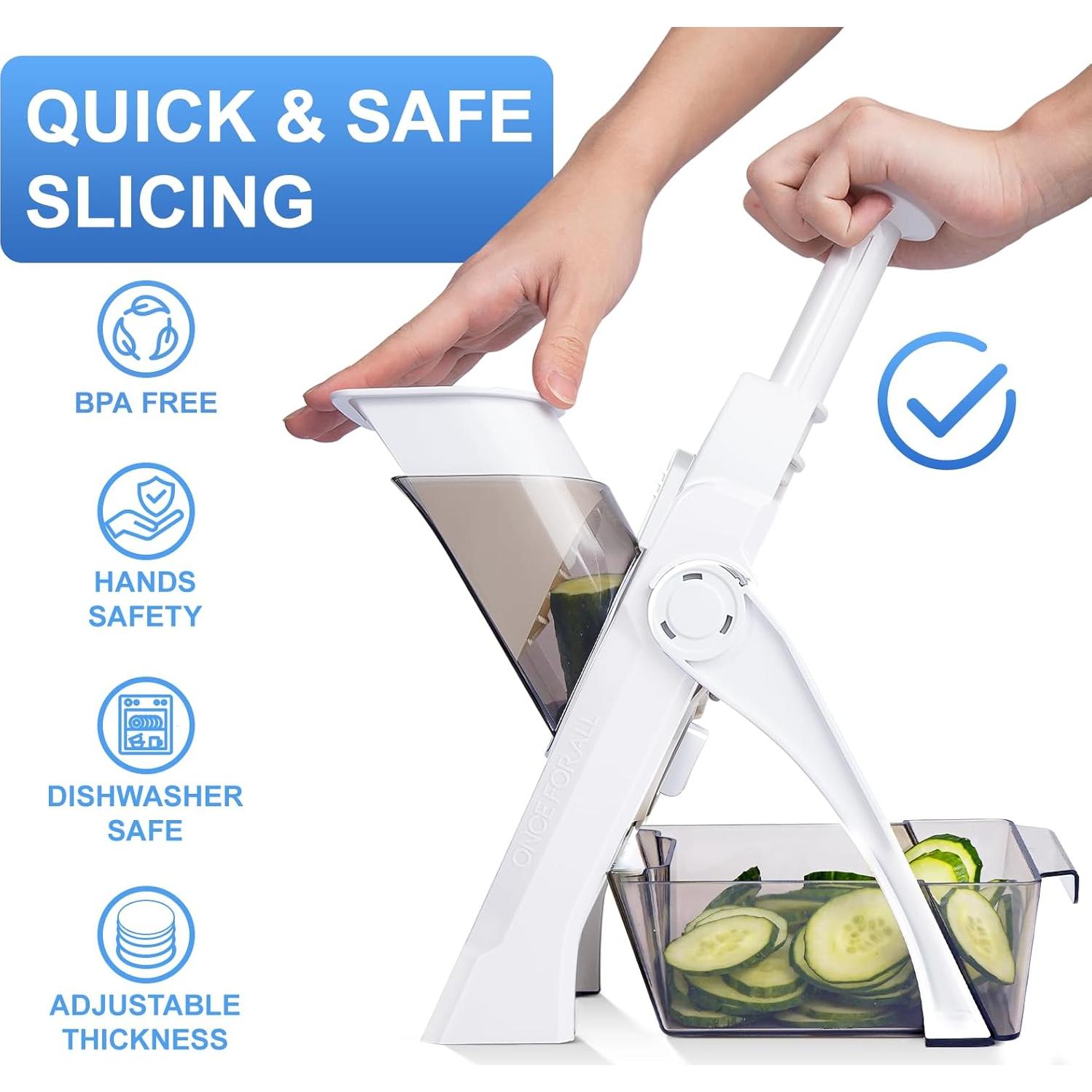 Rebanador Mandolina QYKIC Blanco Ajustable 0.1-8mm