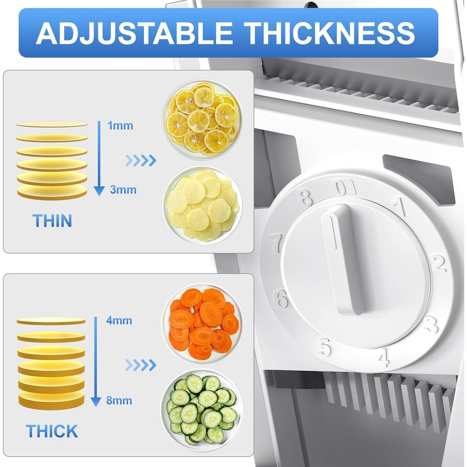 Rebanador Mandolina QYKIC Blanco Ajustable 0.1-8mm