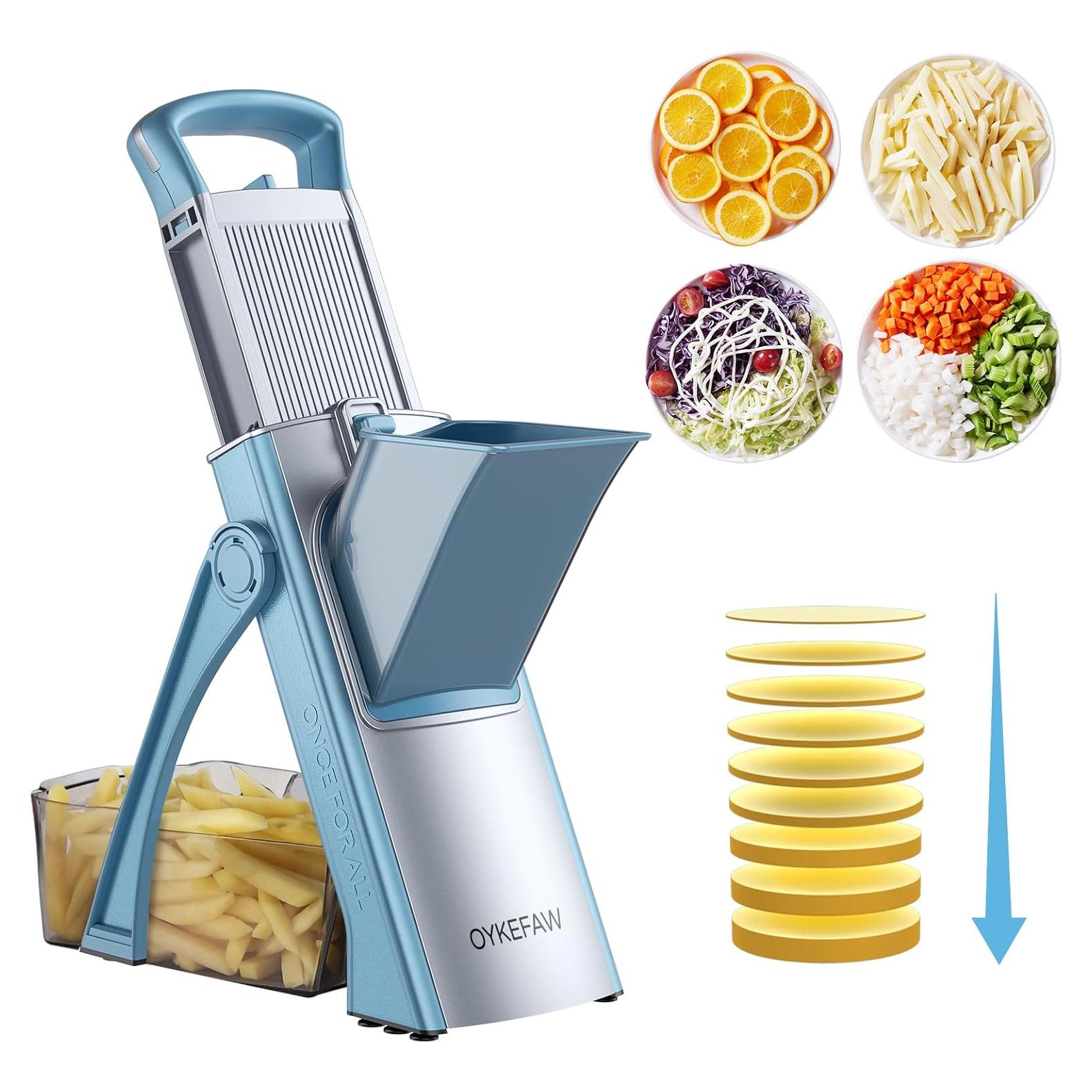 Rebanador Mandolina OYKEFAW Ajustable 0.1-8mm Azul