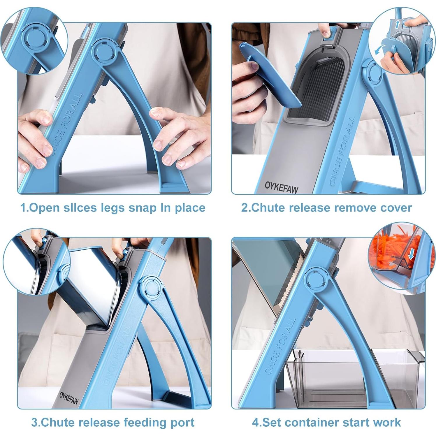 Rebanador Mandolina OYKEFAW Ajustable 0.1-8mm Azul