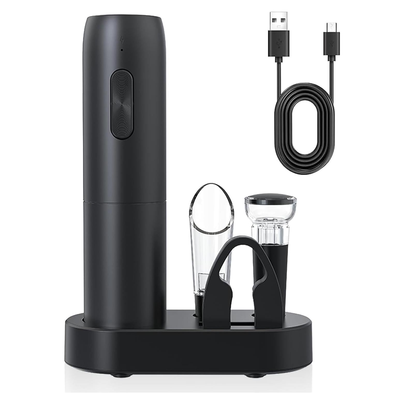 Sacacorchos Eléctrico SOENGLYUN 5 en 1 Recargable Negro