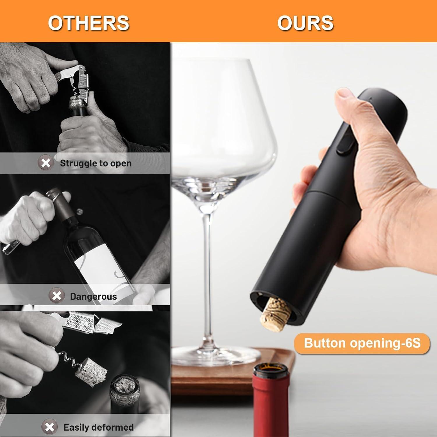 Sacacorchos Eléctrico SOENGLYUN 5 en 1 Recargable Negro