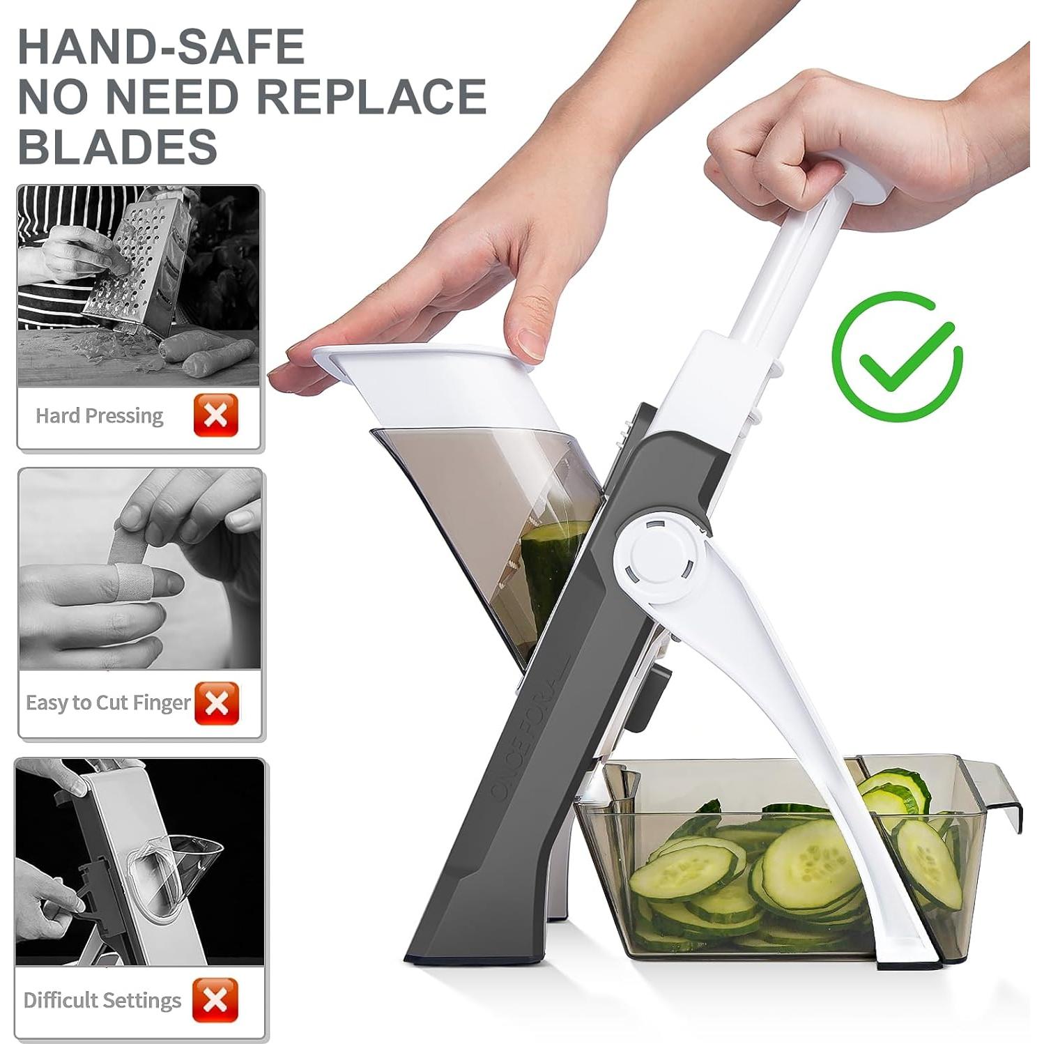 Rebanadora Mandolina OYKEFAW Ajustable 0.1-8mm Gris