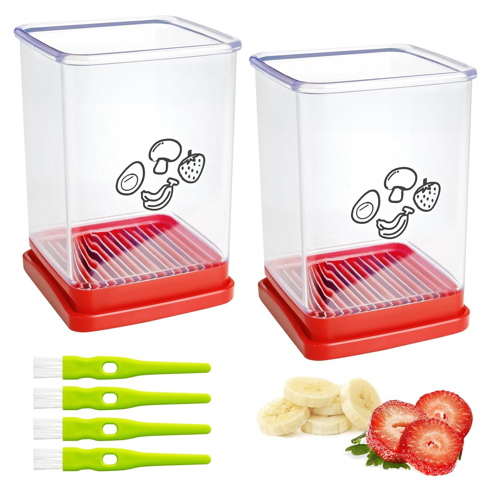 Cortador de Frutas YOIYINI 2 Pcs Acero Inoxidable Rojo