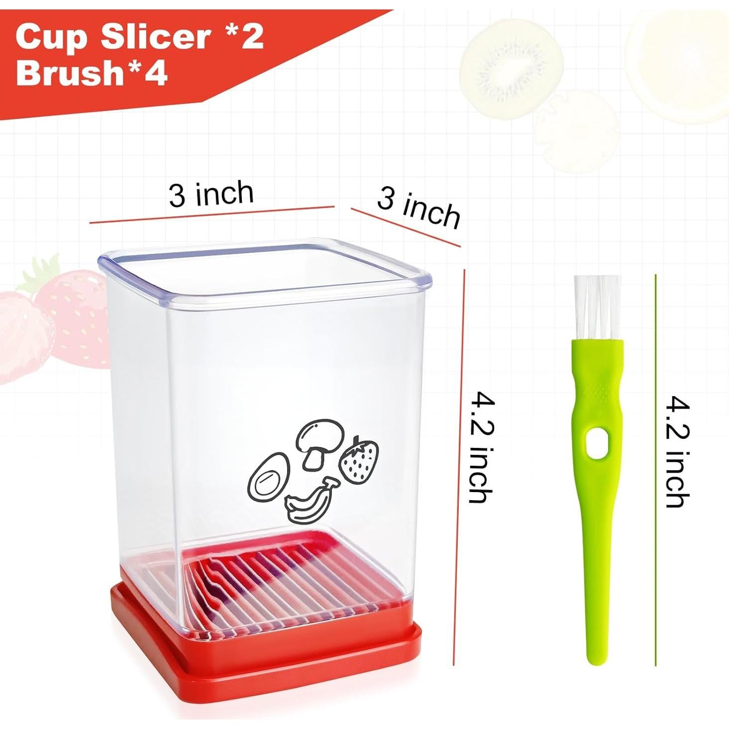 Cortador de Frutas YOIYINI 2 Pcs Acero Inoxidable Rojo