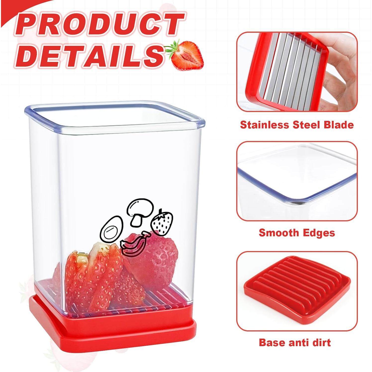 Cortador de Frutas YOIYINI 2 Pcs Acero Inoxidable Rojo