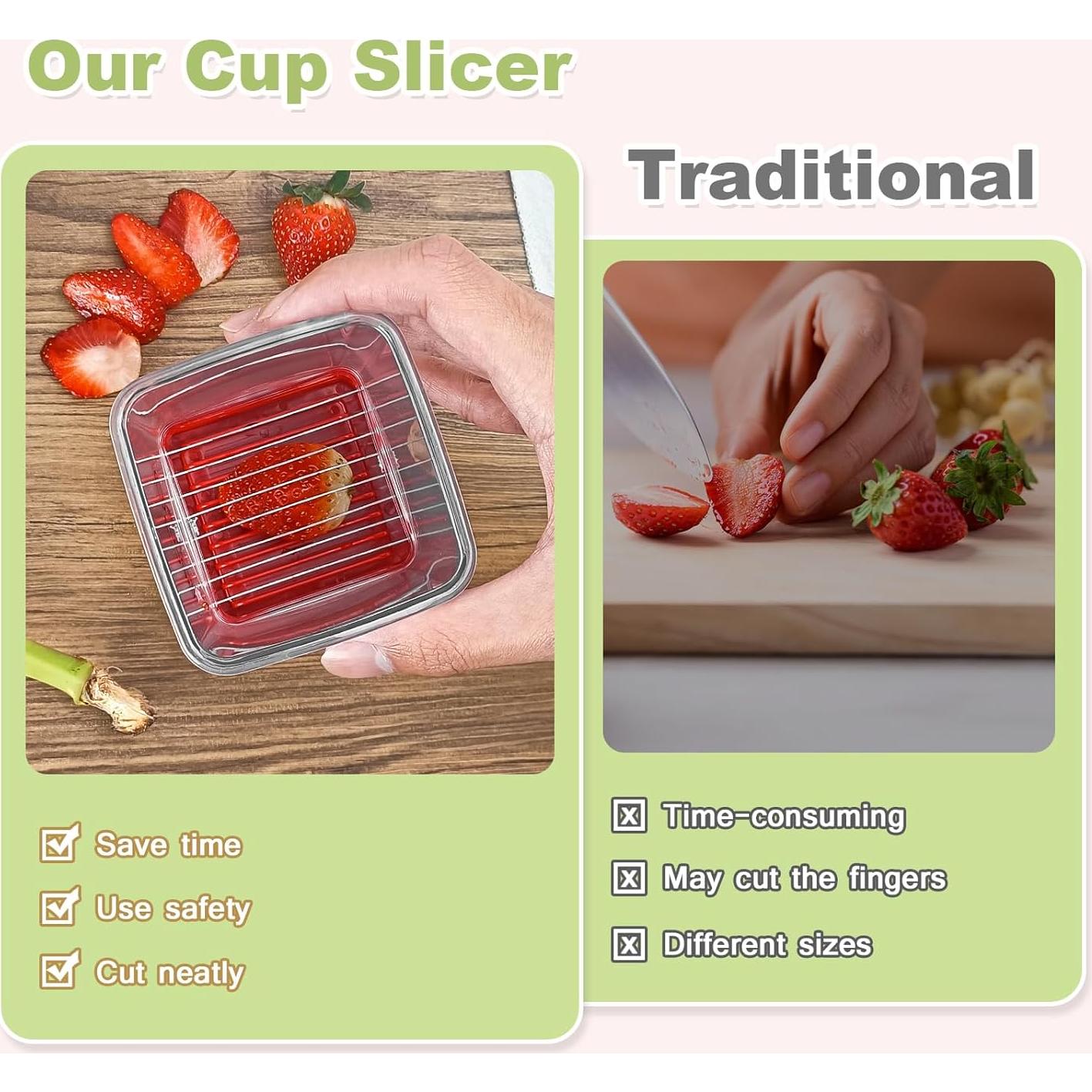 Cortador de Frutas YOIYINI 2 Pcs Acero Inoxidable Rojo