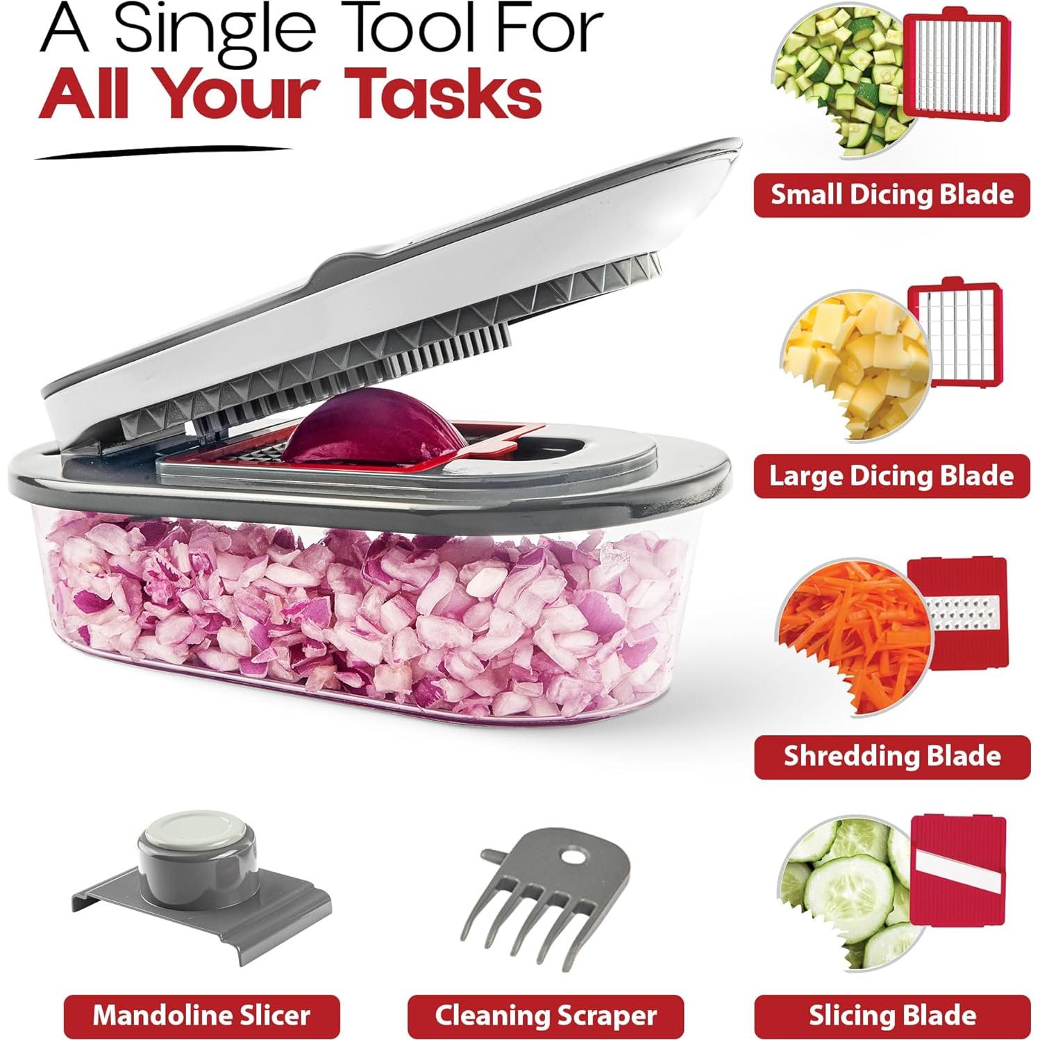 Cortador de Verduras CHOPZILLA 2 en 1 con 4 Cuchillas