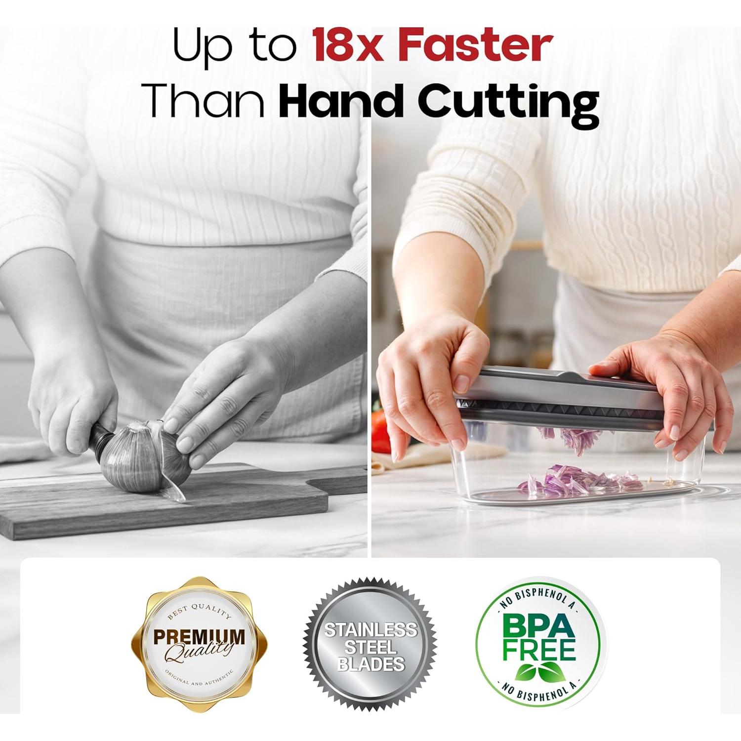 Cortador de Verduras CHOPZILLA 2 en 1 con 4 Cuchillas