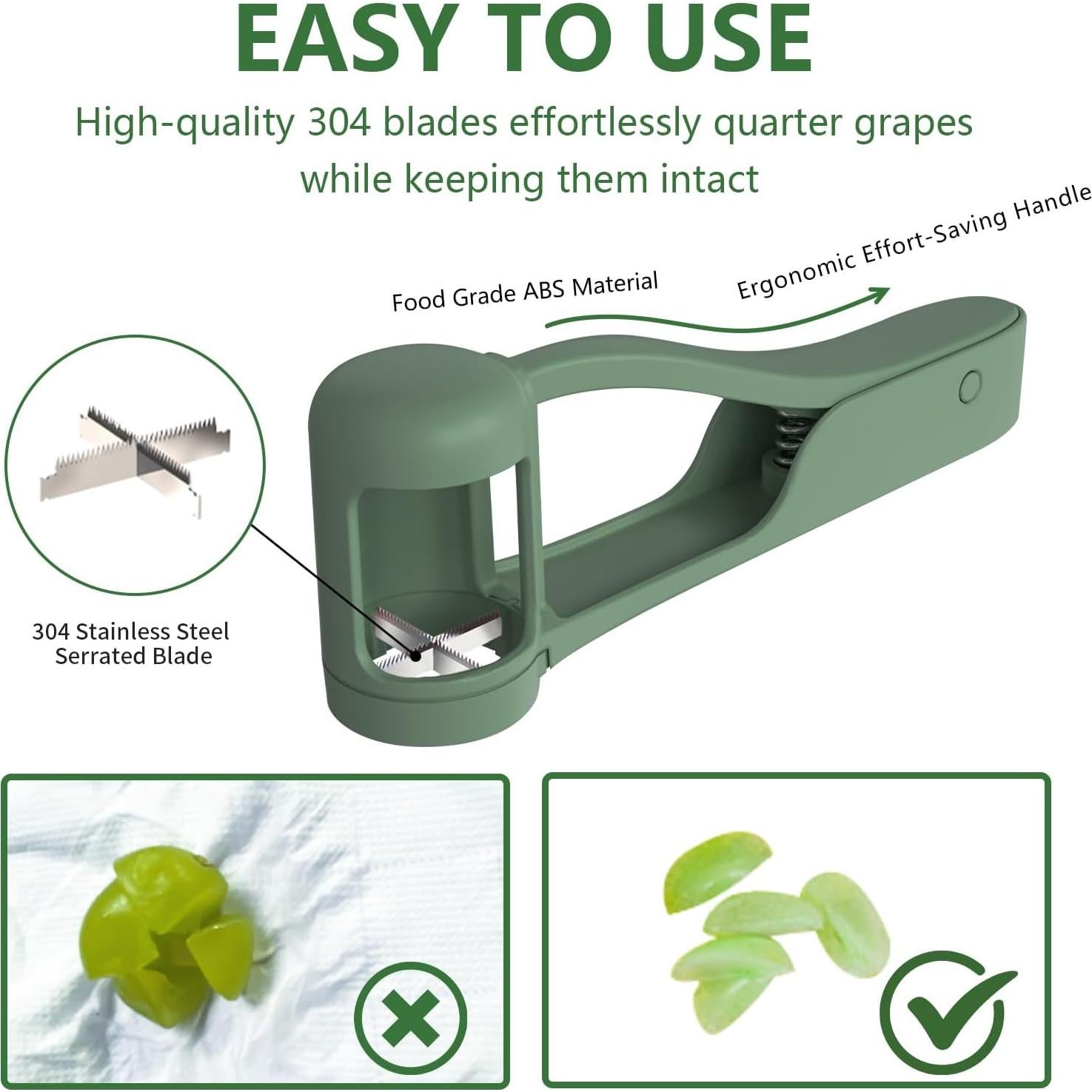 Cortador de Uvas Luvan Verde para Niños - Acero Inoxidable