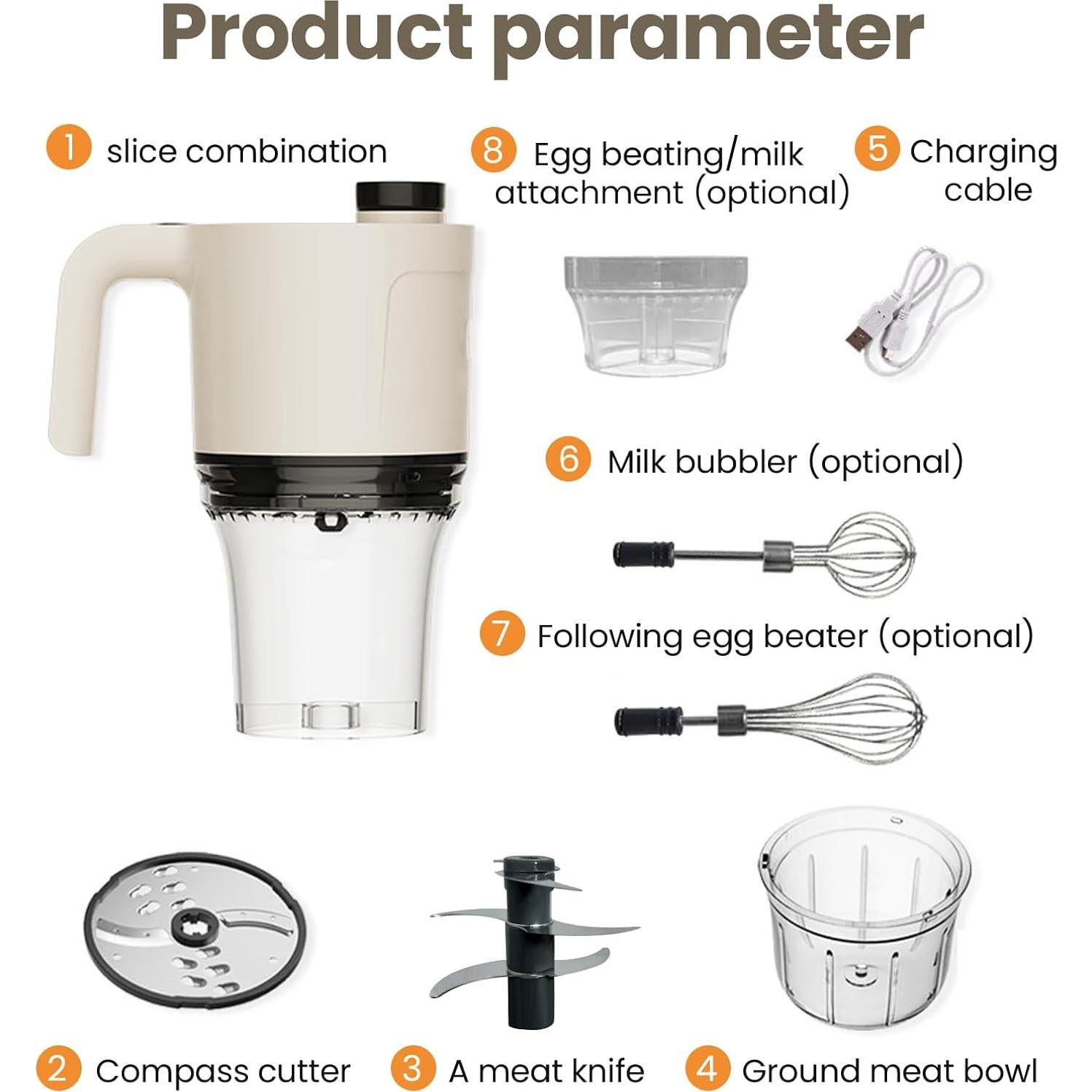 Cortador Eléctrico de Verduras NAJIESUN 4 en 1 Inalámbrico