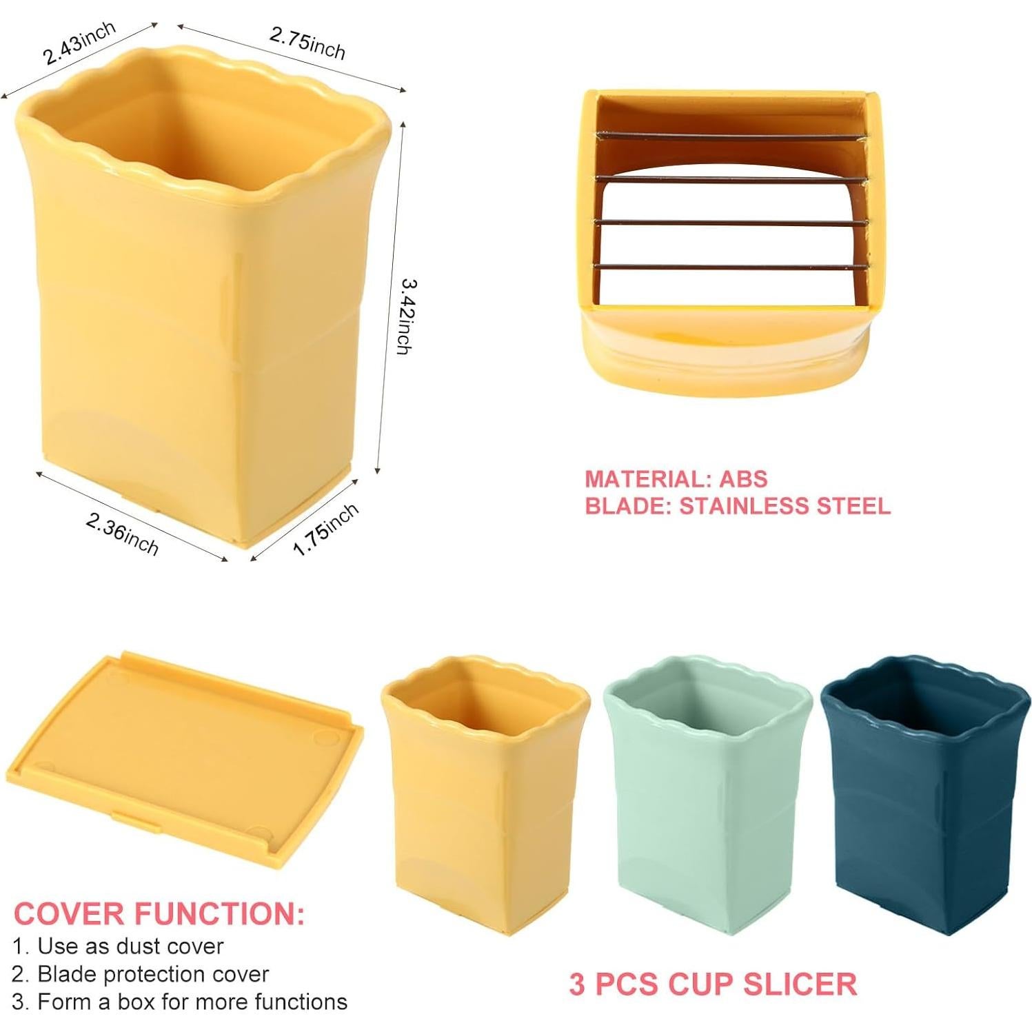 Cortador de Taza Dokpod 3 Pcs Acero Inoxidable Frutas