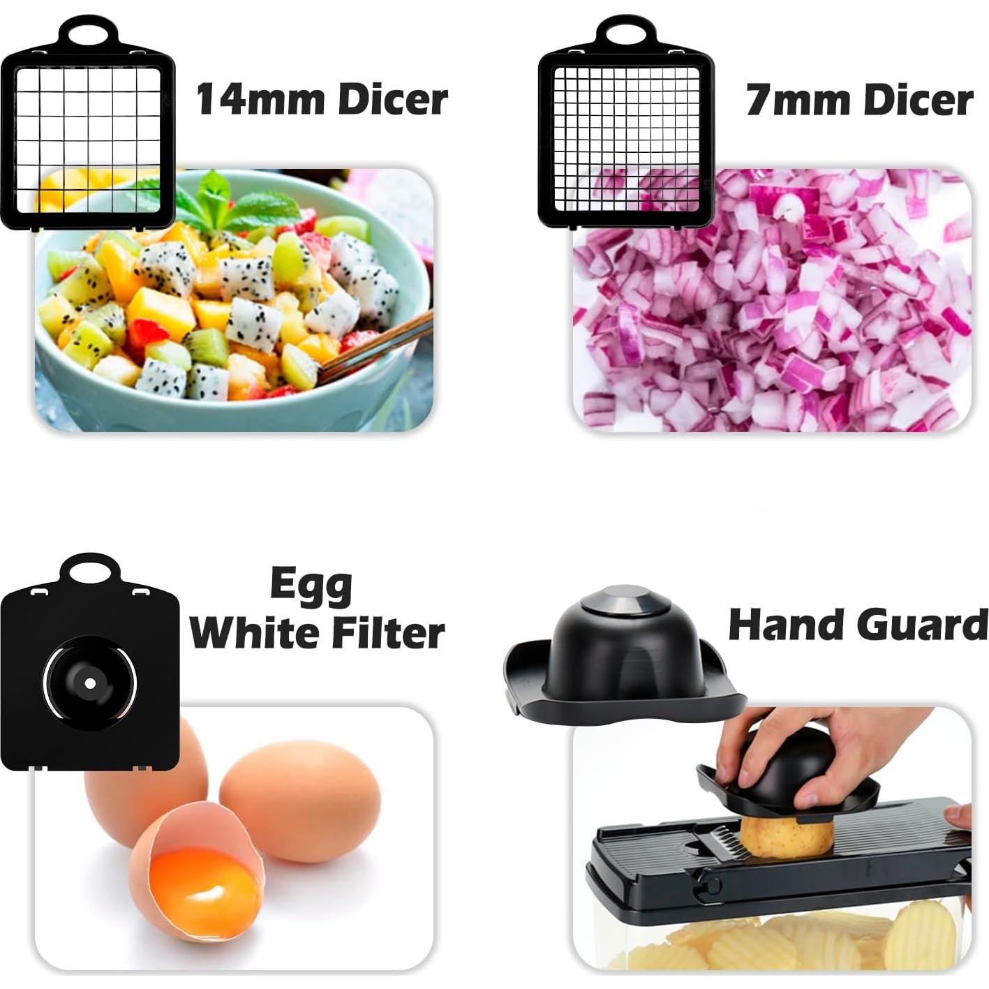 Cortador de Verduras KITIDEA 8 en 1 Mandolina Blanco