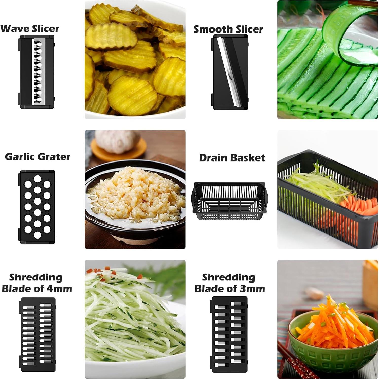 Cortador de Verduras KITIDEA 8 en 1 Mandolina Blanco