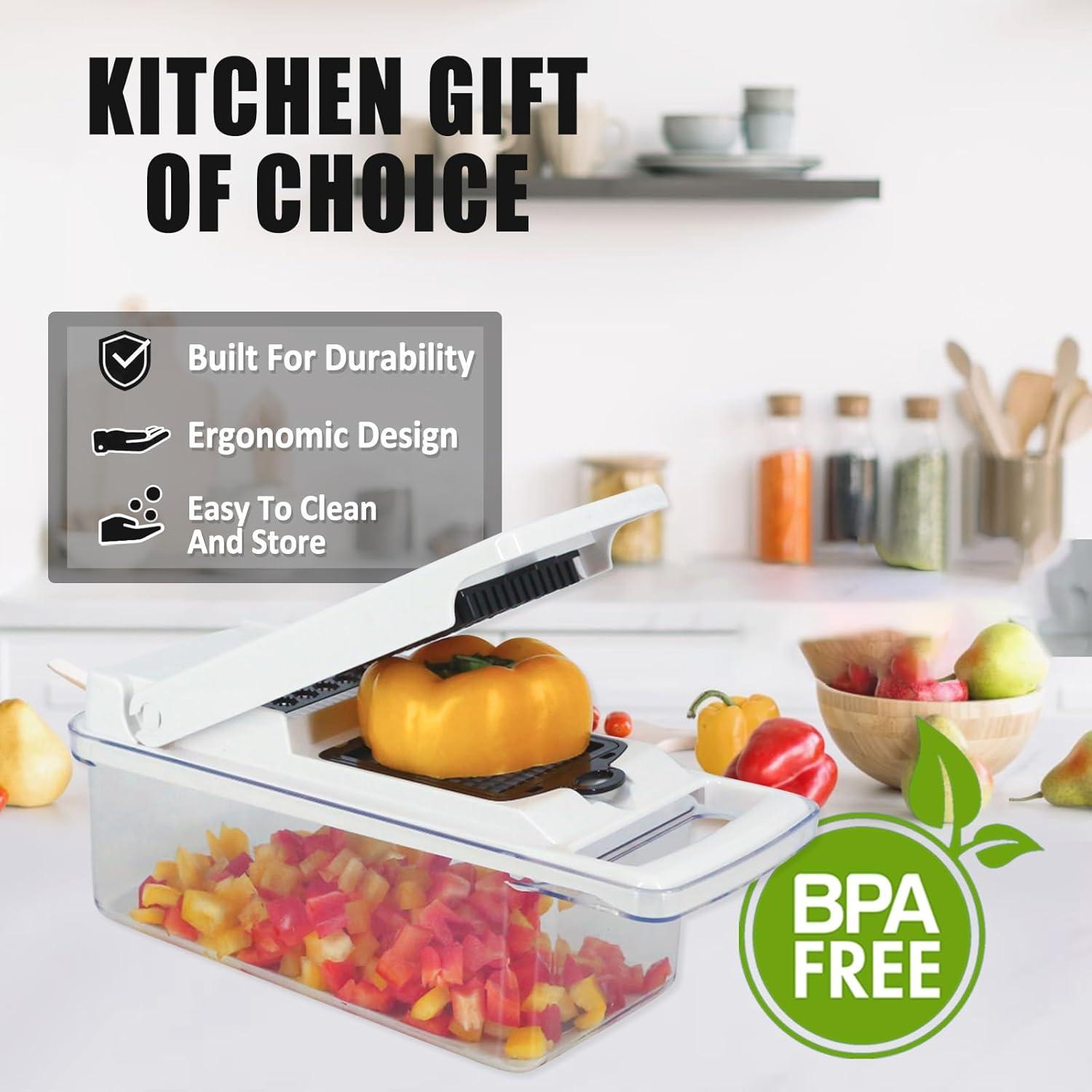 Cortador de Verduras KITIDEA 8 en 1 Mandolina Blanco