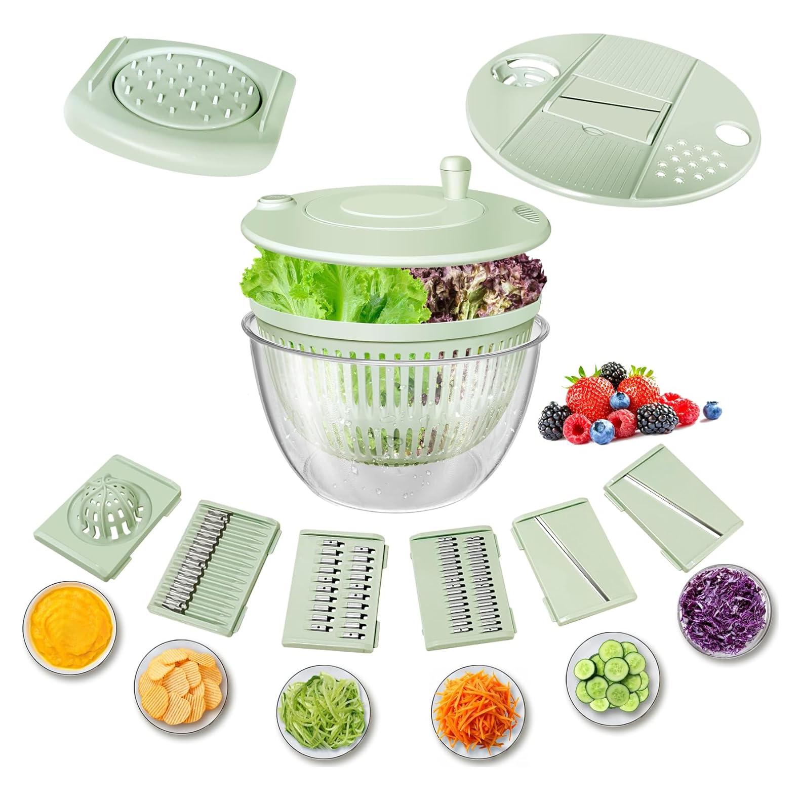 Airpro Ensaladera Grande 5.3L Verde Blanco con Cuchillas