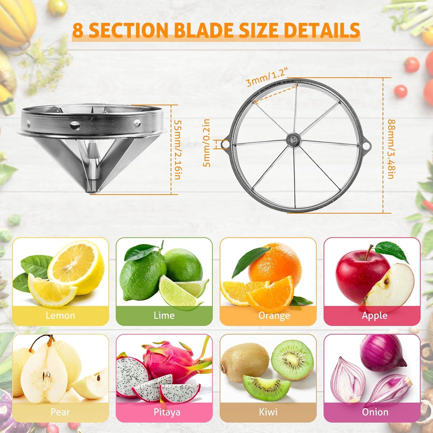 Cuchilla de 8 Secciones WICHEMI de Acero Inoxidable para Frutas y Verduras