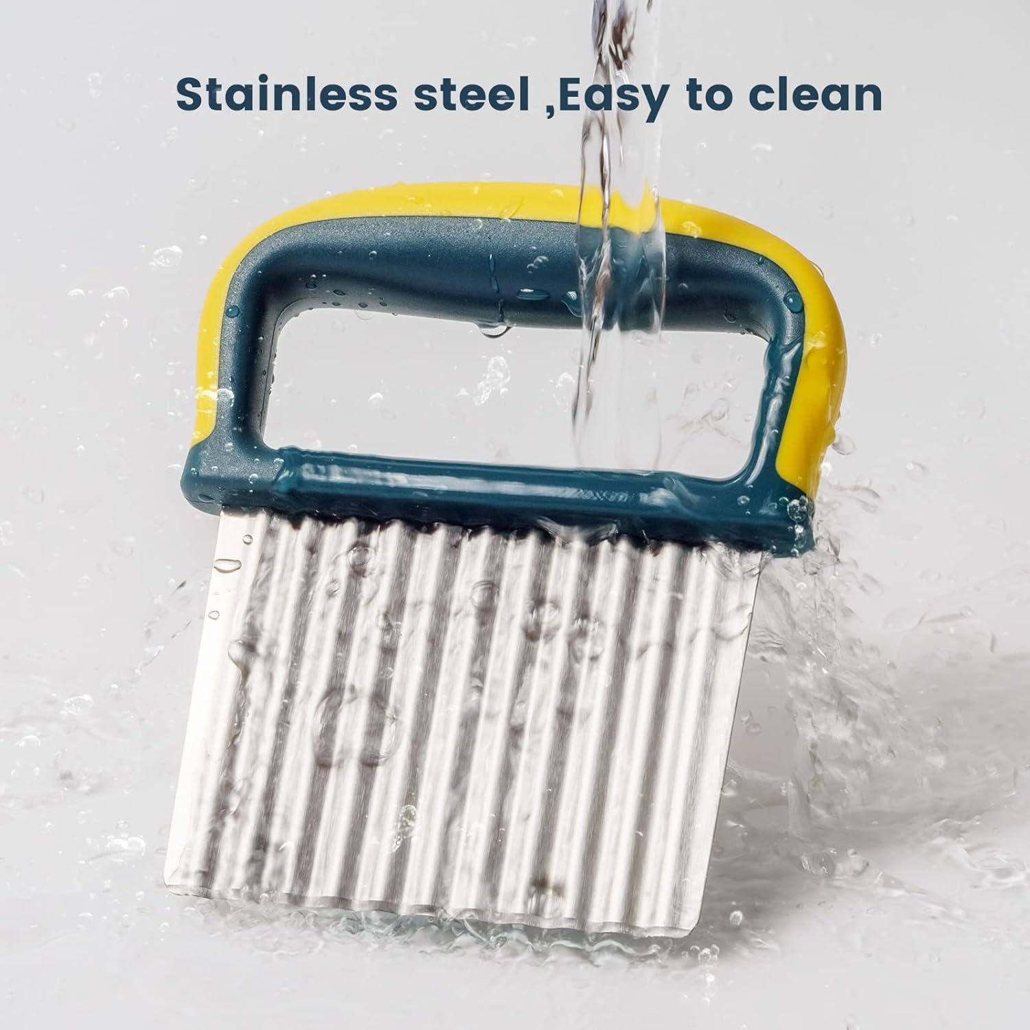 Cuchillo Cortador de Ondas Nax Caki Acero Inoxidable Amarillo