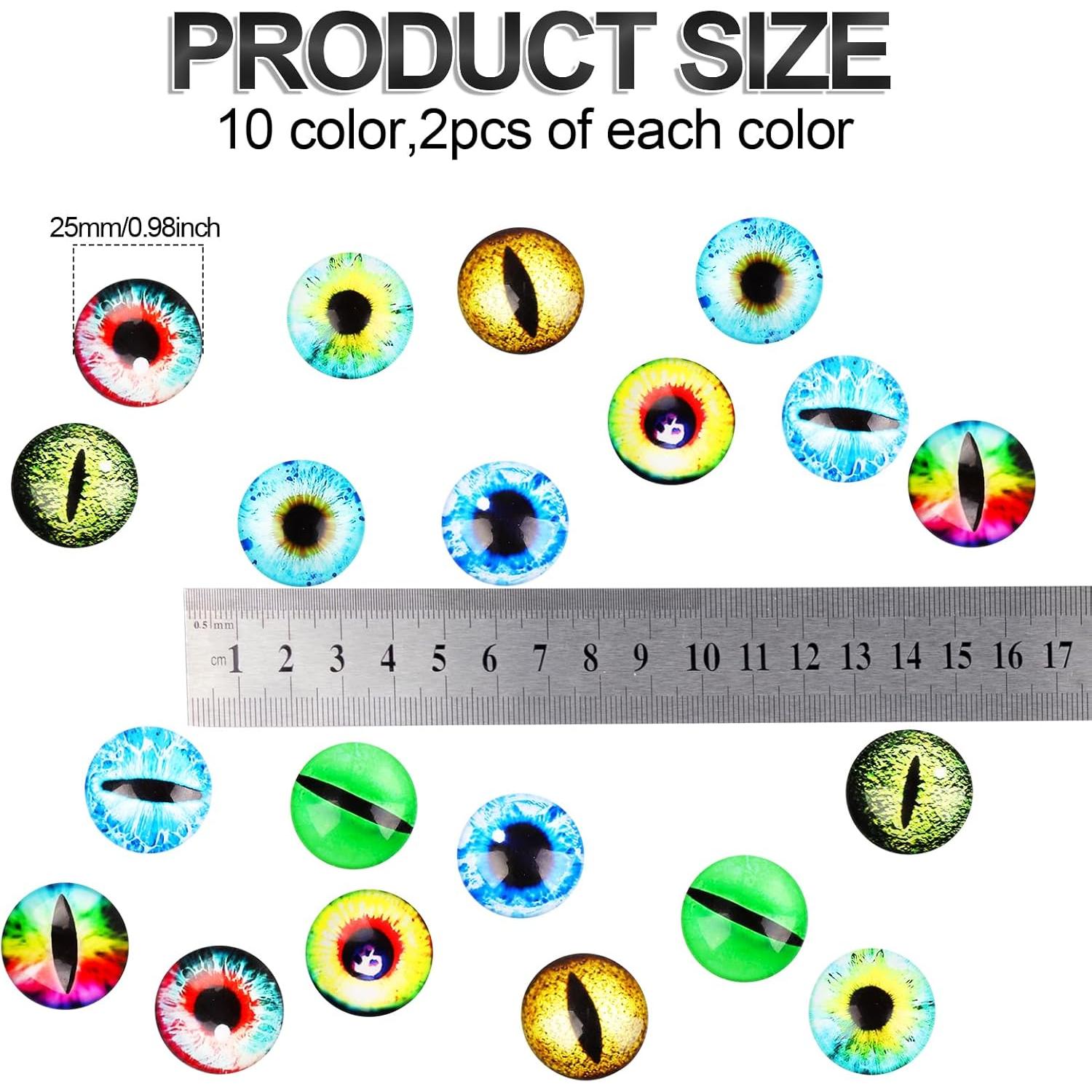 20 Ojos de Dragón de Vidrio 25mm para Manualidades