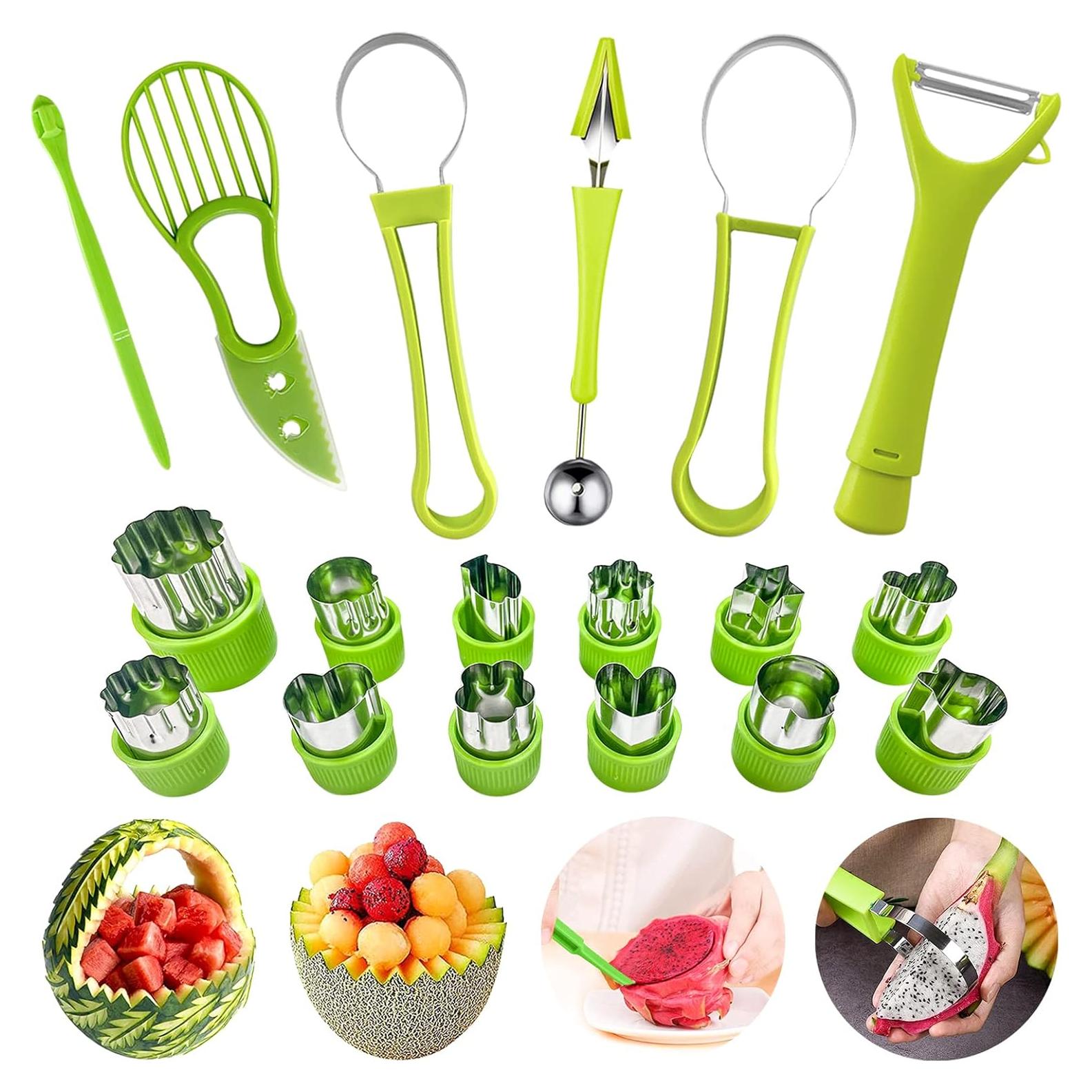 Juego de 18 Piezas Cortadores de Frutas FODIENS Acero Inoxidable