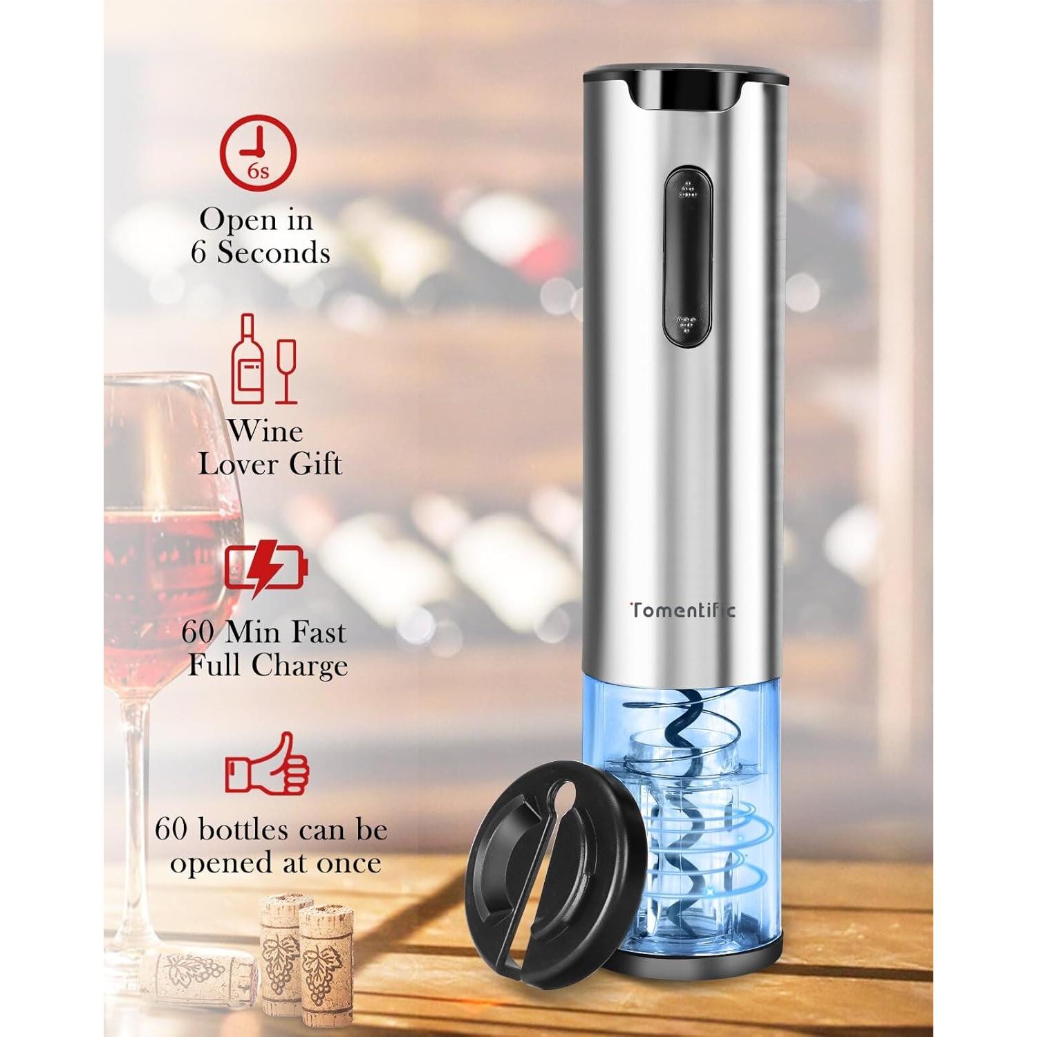 Abridor de Vino Eléctrico Tomentific Recargable con Luz LED