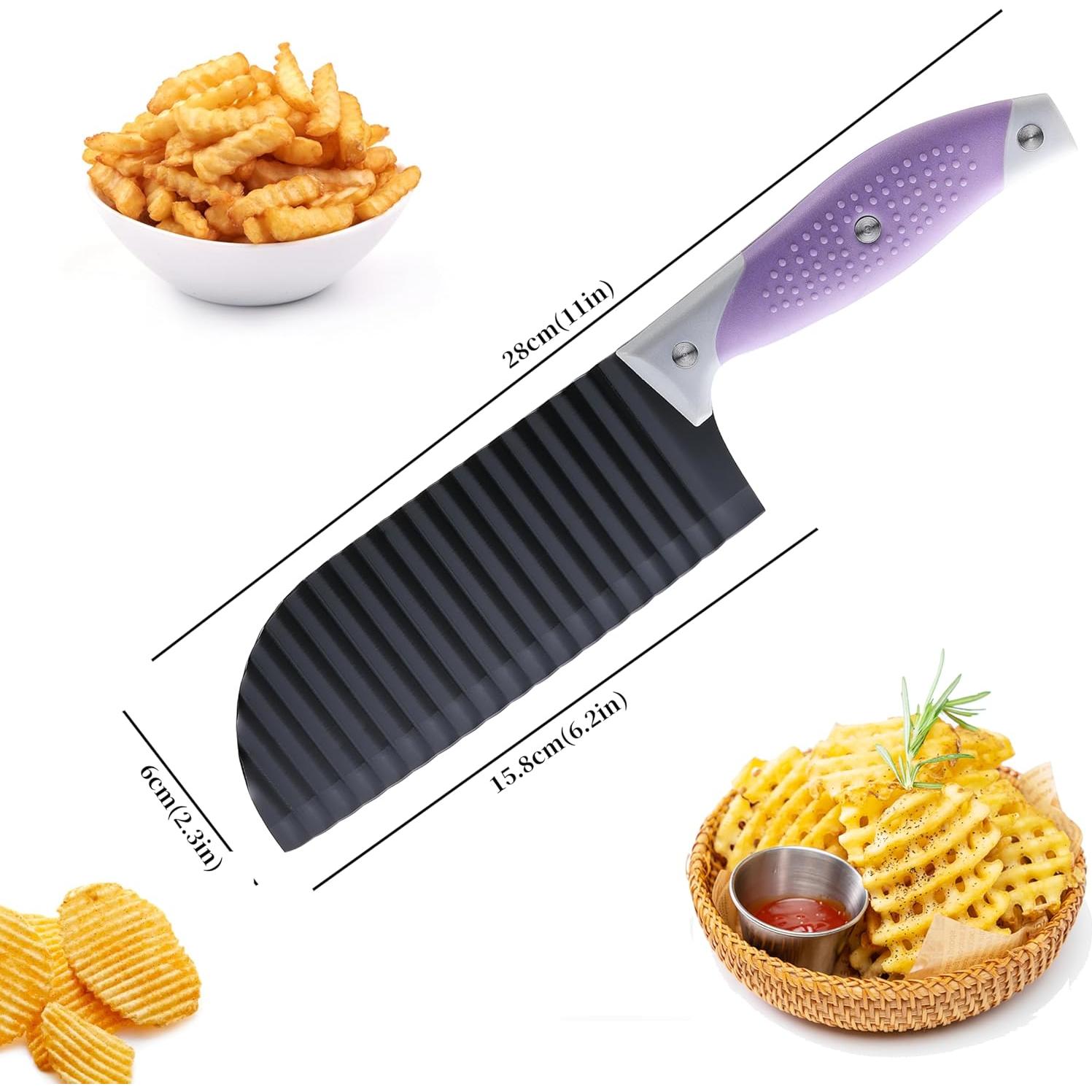 Cuchillo Cortador de Ondas JJOO 2 PCS Acero Inoxidable 15.75 cm