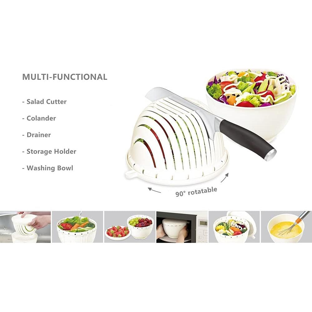 Cortador de Ensalada Fantasee 2 en 1 con Colador Blanco