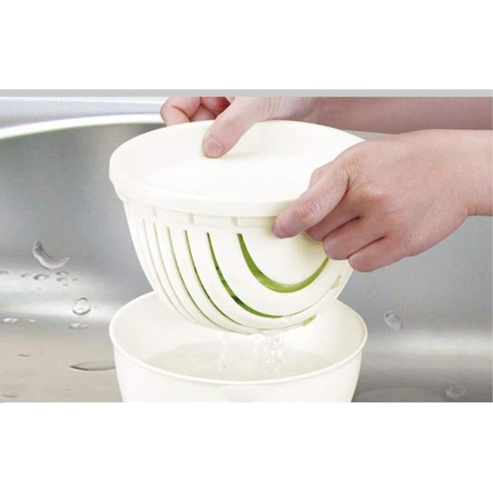 Cortador de Ensalada Fantasee 2 en 1 con Colador Blanco