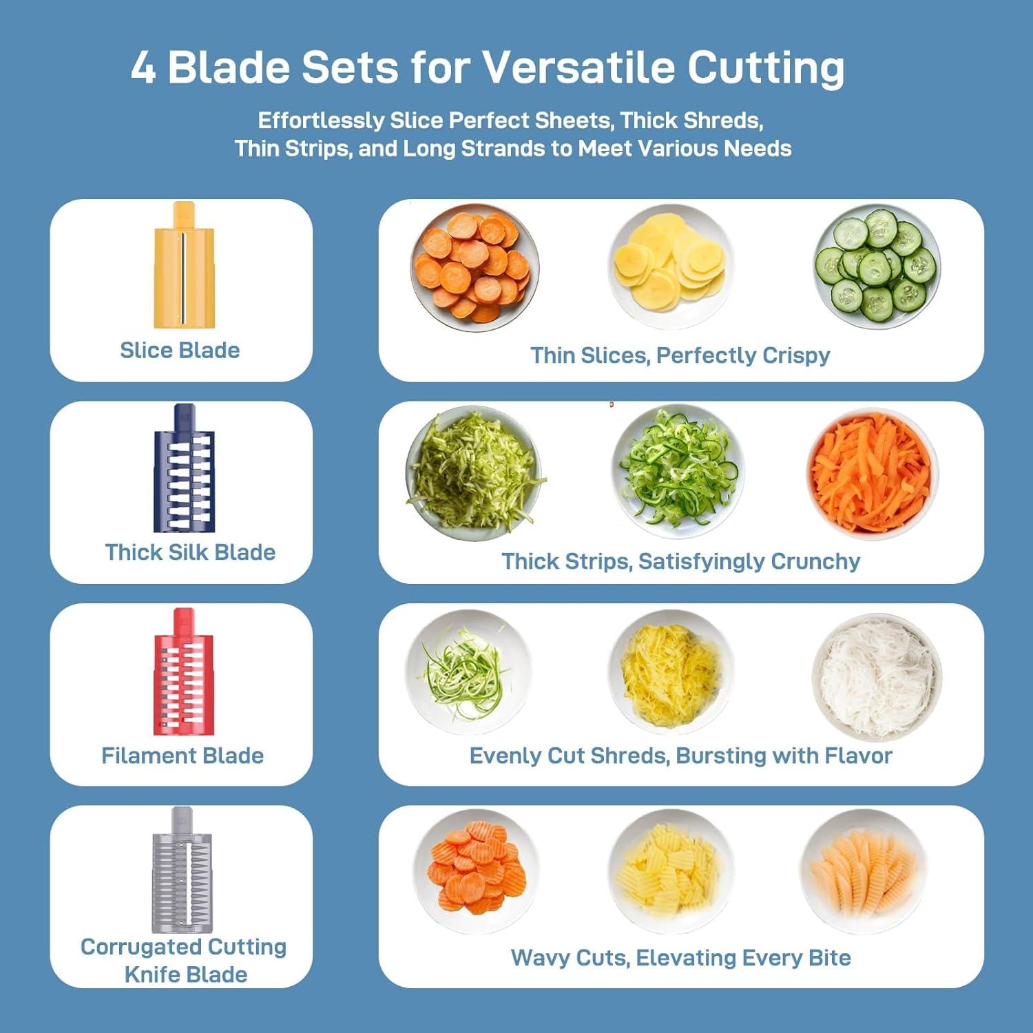 Rallador Eléctrico SiFENE 4 en 1 con Cuchillas Inoxidable