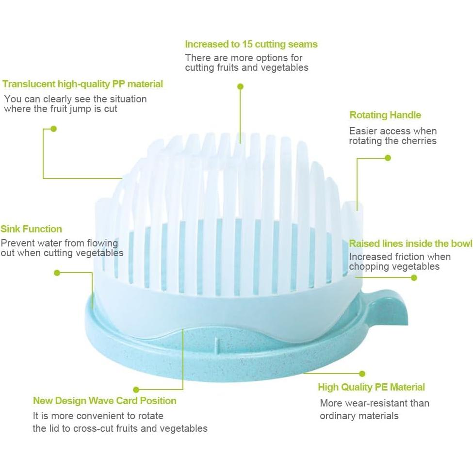 Tazón Cortador de Ensalada Genérico Azul 21x18.5cm