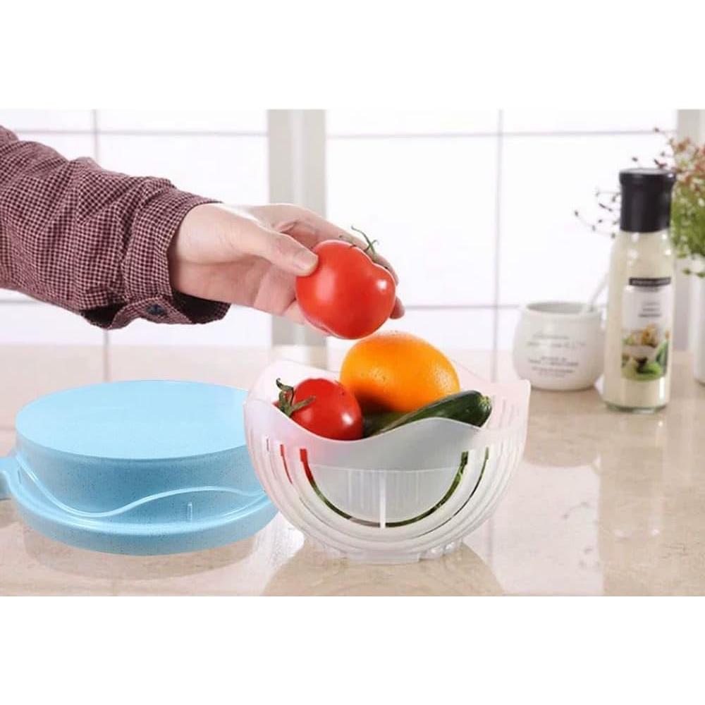 Tazón Cortador de Ensalada Genérico Azul 21x18.5cm