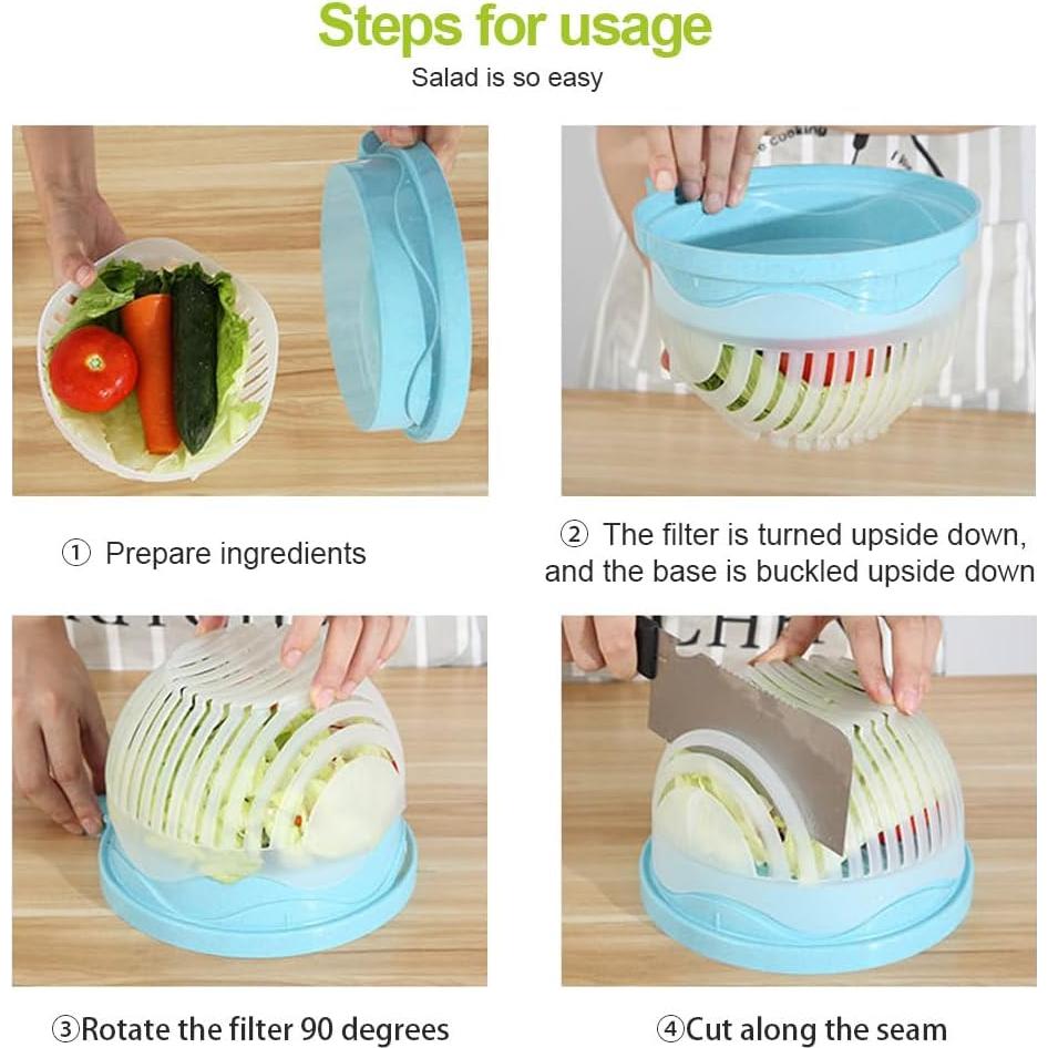 Tazón Cortador de Ensalada Genérico Azul 21x18.5cm