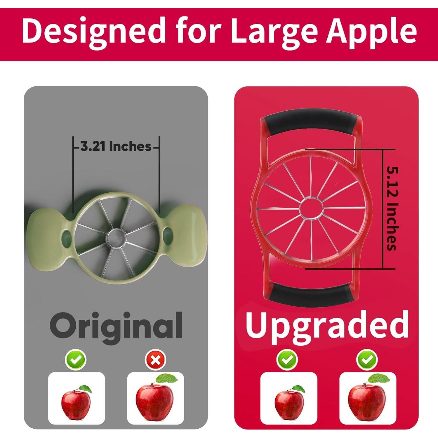 Cortador de Manzana OOKUU 13 cm Acero Inoxidable 12 Rodajas